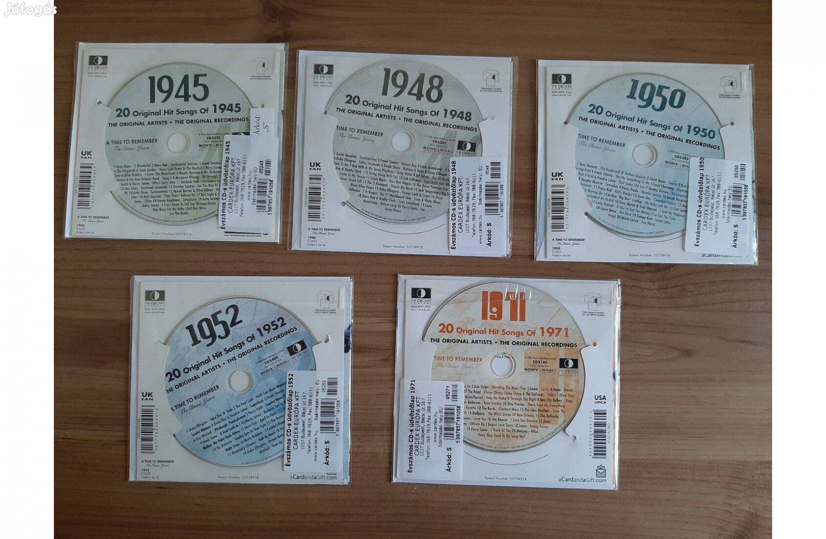 Évszámos CD-s üdvözlőlap Cardex 1945 1948 1950 1952 1971