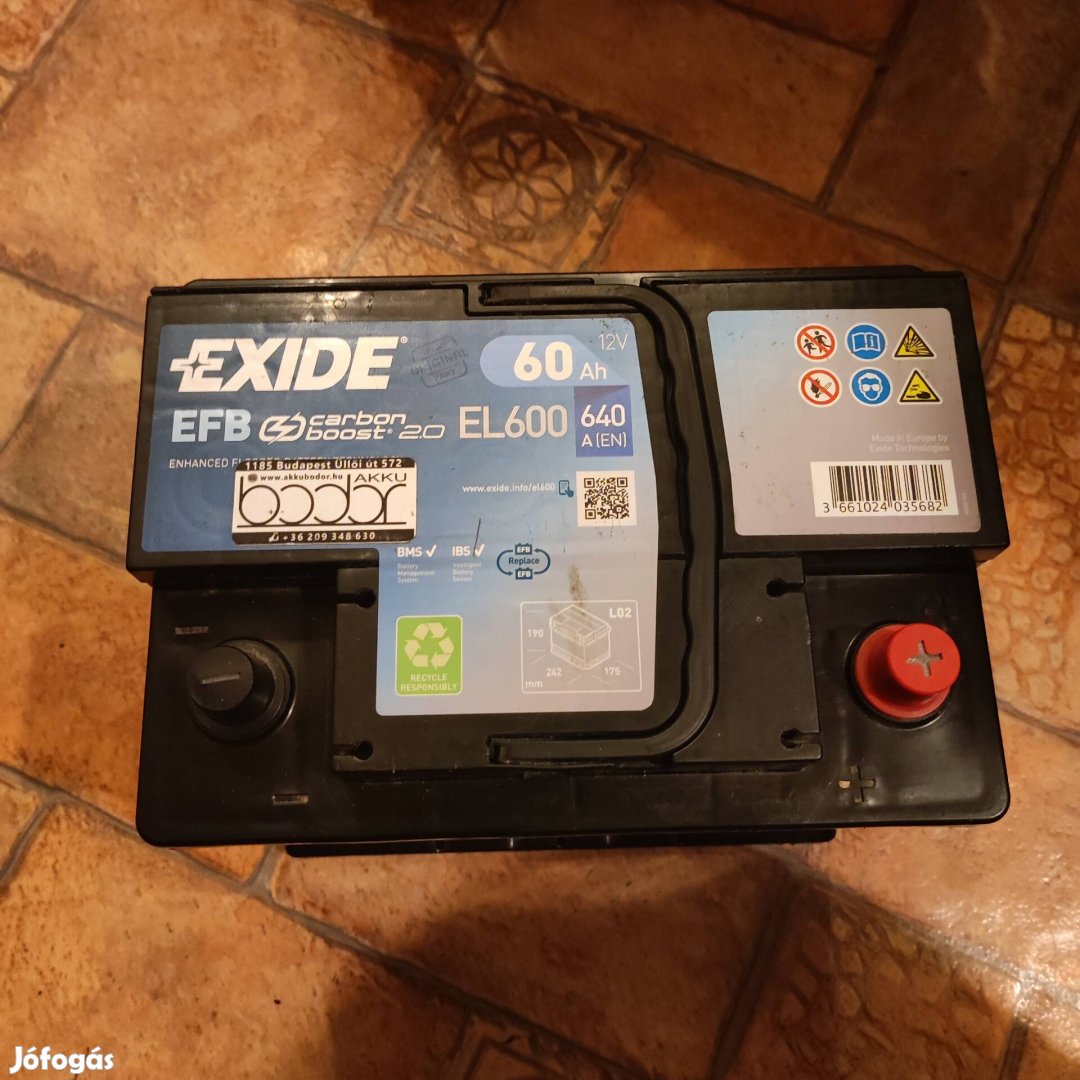 Exide 12v 60AH start-stop EFB jobb+ 640A