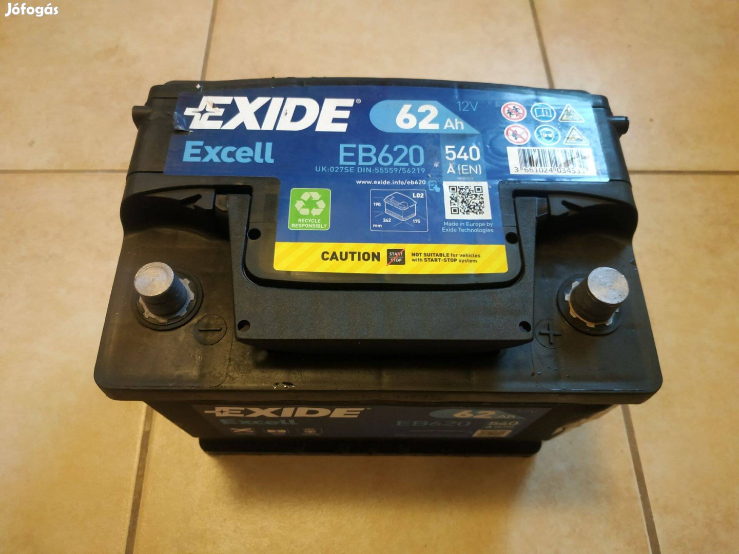 Exide Excell EB 620 akkumulátor újszerű állapotban. 62 AH