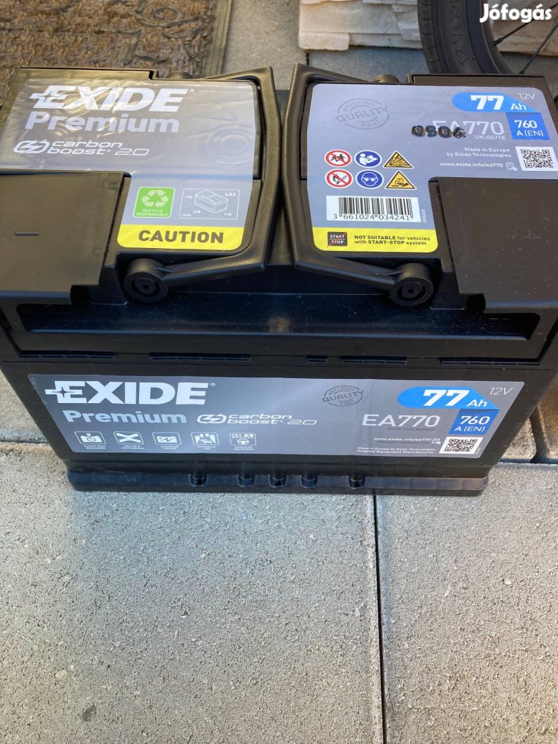 Exide prémium 12v 77 Ah akkumlátor eladó!