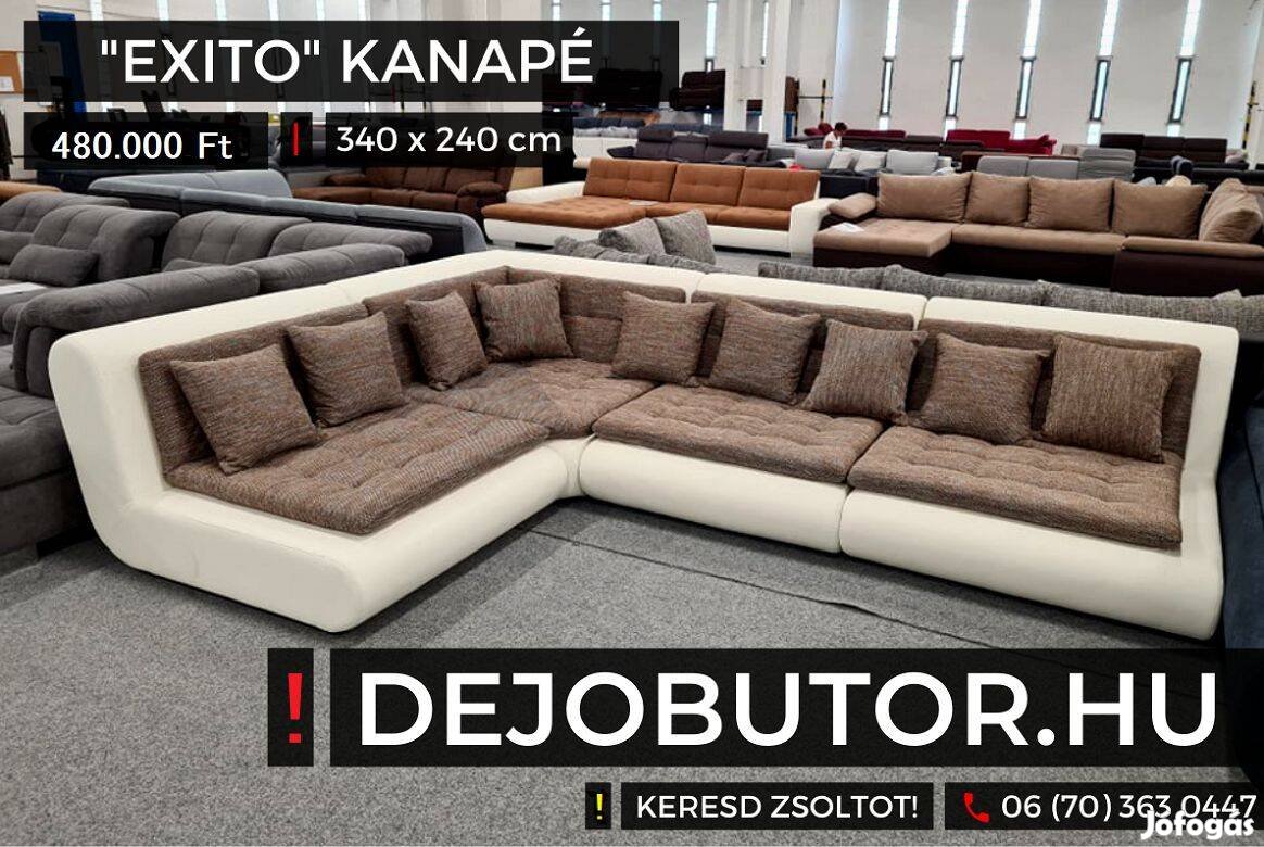 Exito sarok kanapé ülőgarnitúra bézs 340x240 cm rugós fix bútor