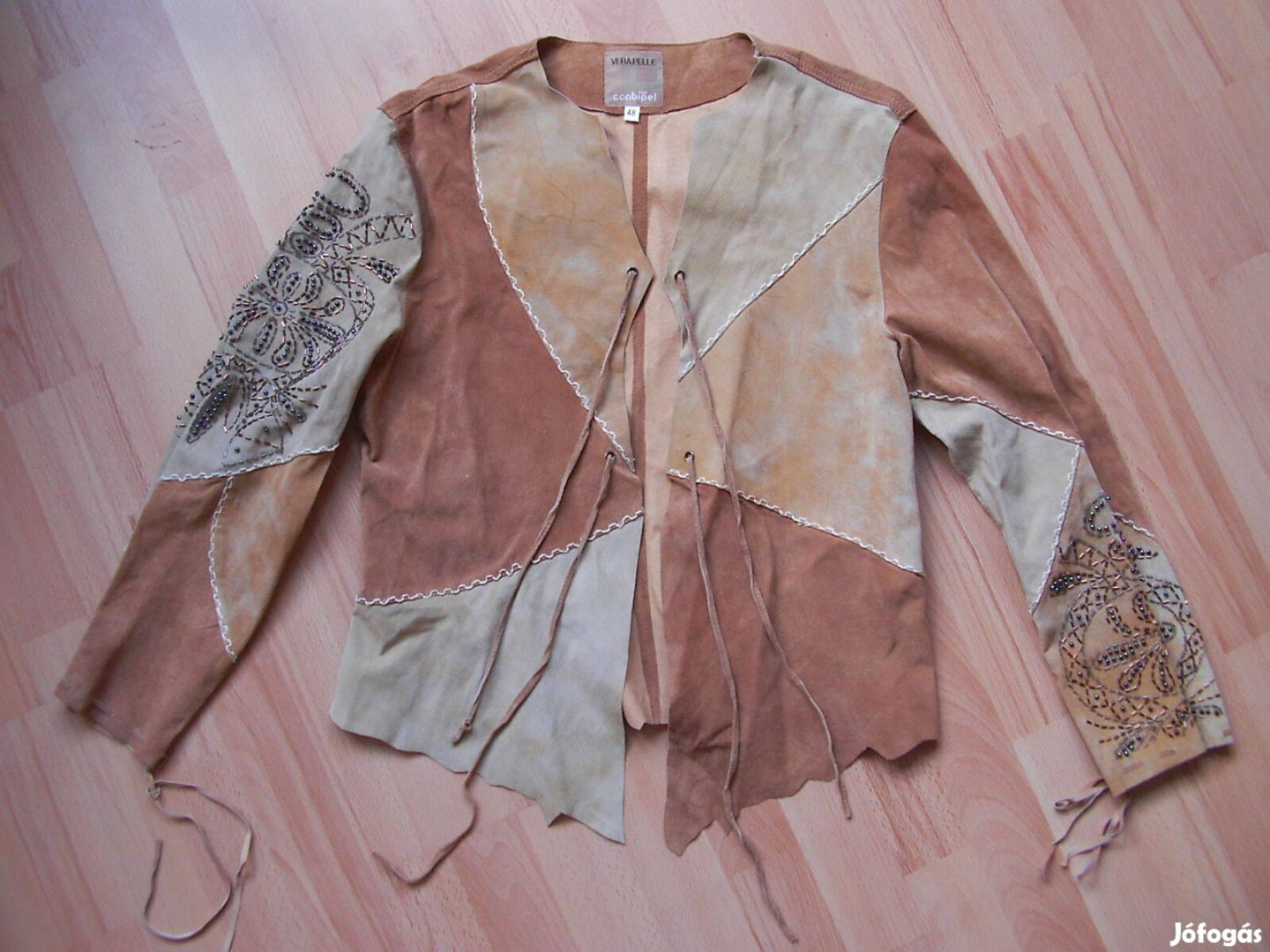 Exkluzív Native American velúr bőr ruha 48-as Western