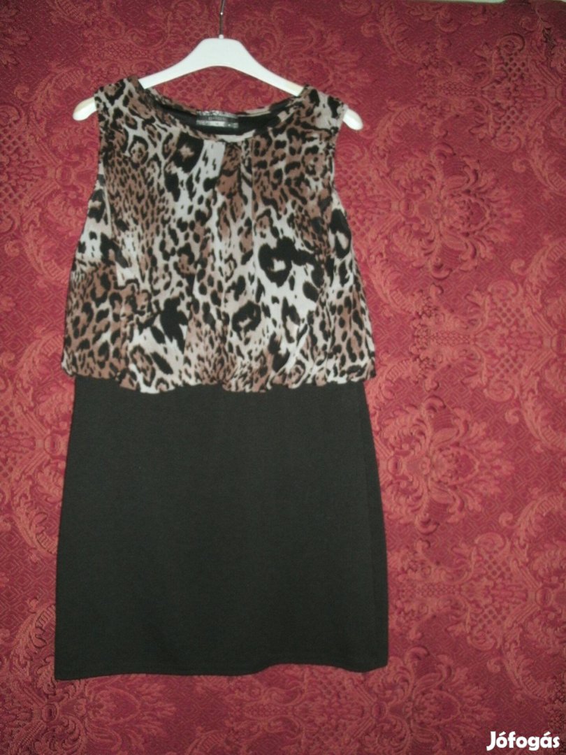 Exkluzív Női pilot Ruha Fekete alapon felül leopárd mintás