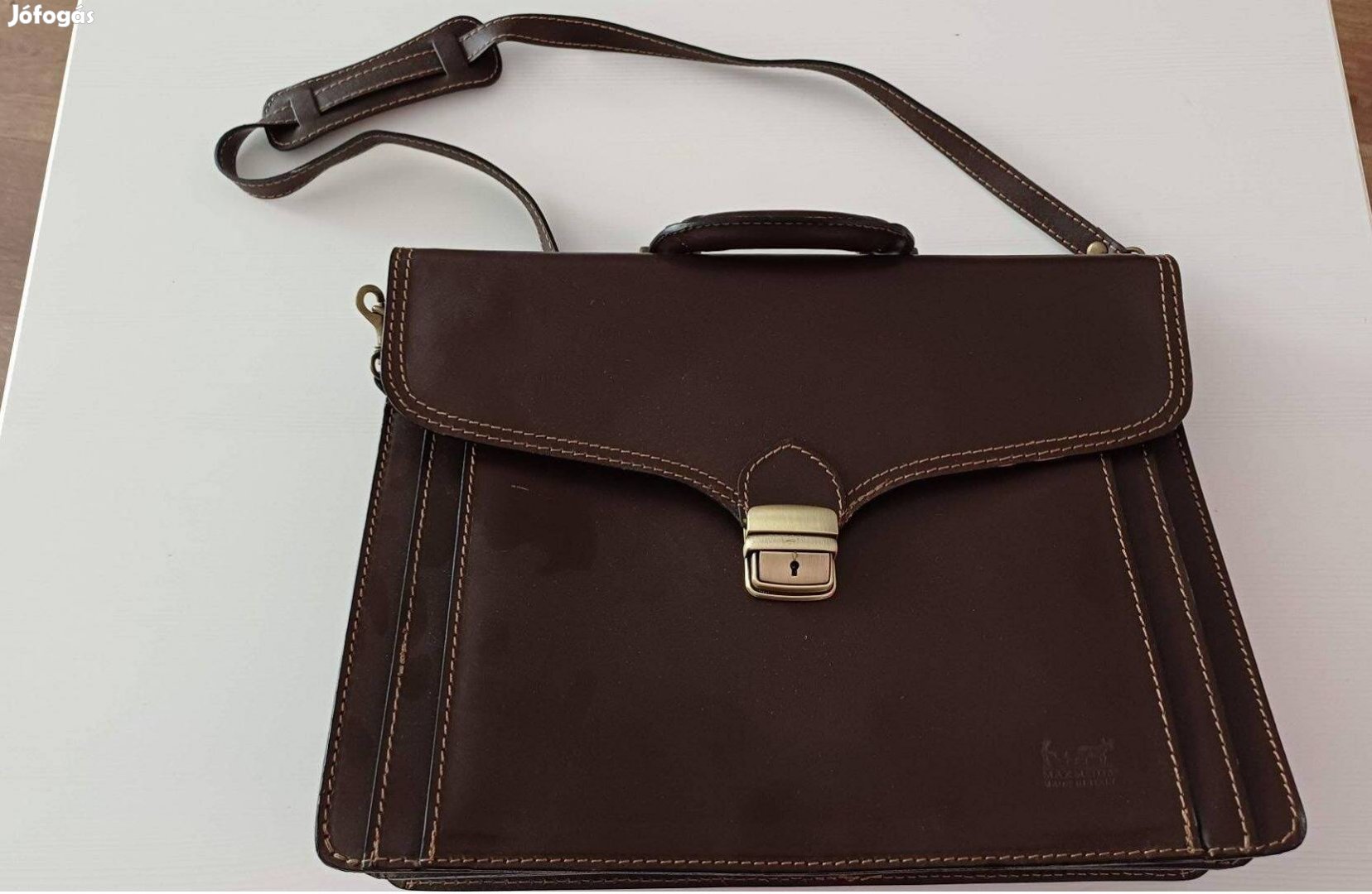 Exkluzív csokoládébarna férfi bőr aktatáska Maxmoda- Új!