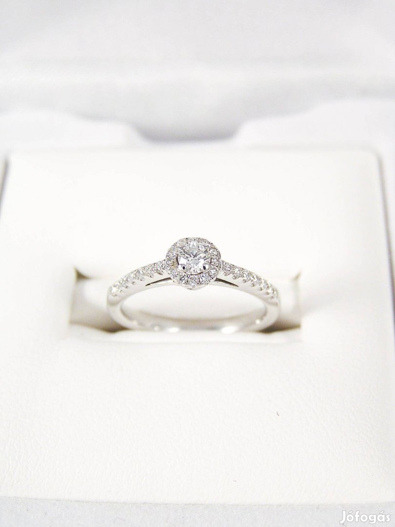 Exkluzív fehérarany gyűrű 0,25 ct brill gyémánttal halo