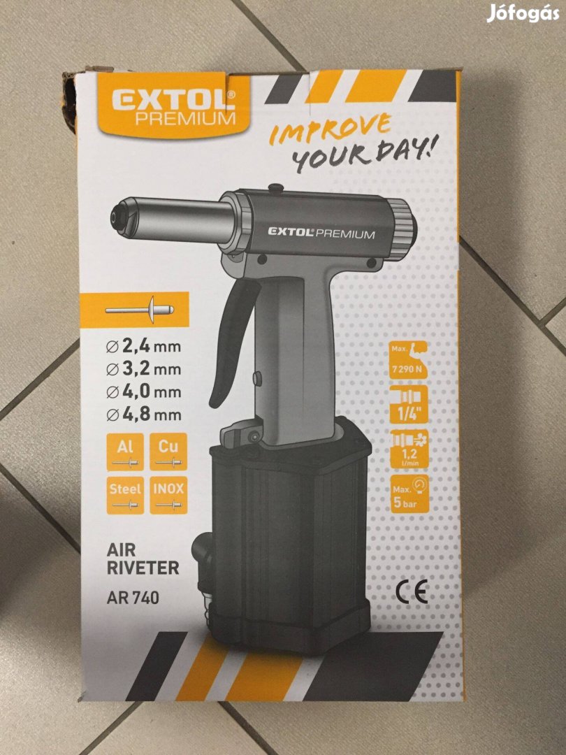 Extol Premium 8865070 Pneumatikus popszegecshúzó 1/4" 2,4-4,8mm