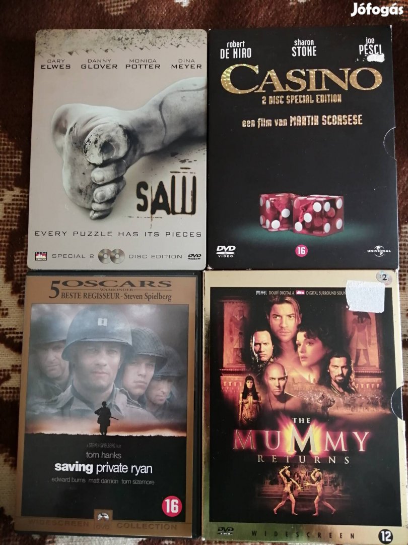 Extra 2 lemezes DVD filmek! Fűrész, Ryan közlegény, Casino... 