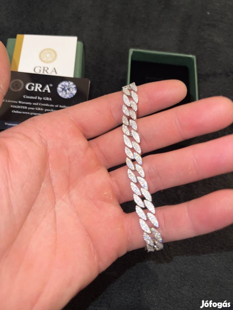 Ezüst Moissanite Gyémánt  Karkötő ( unisex )