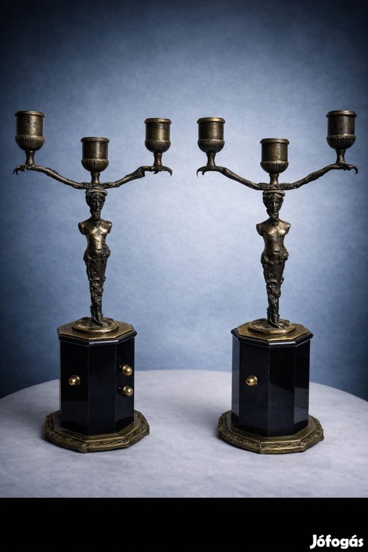 Ezüst Puttós Gyertya tartó Párban - Antik