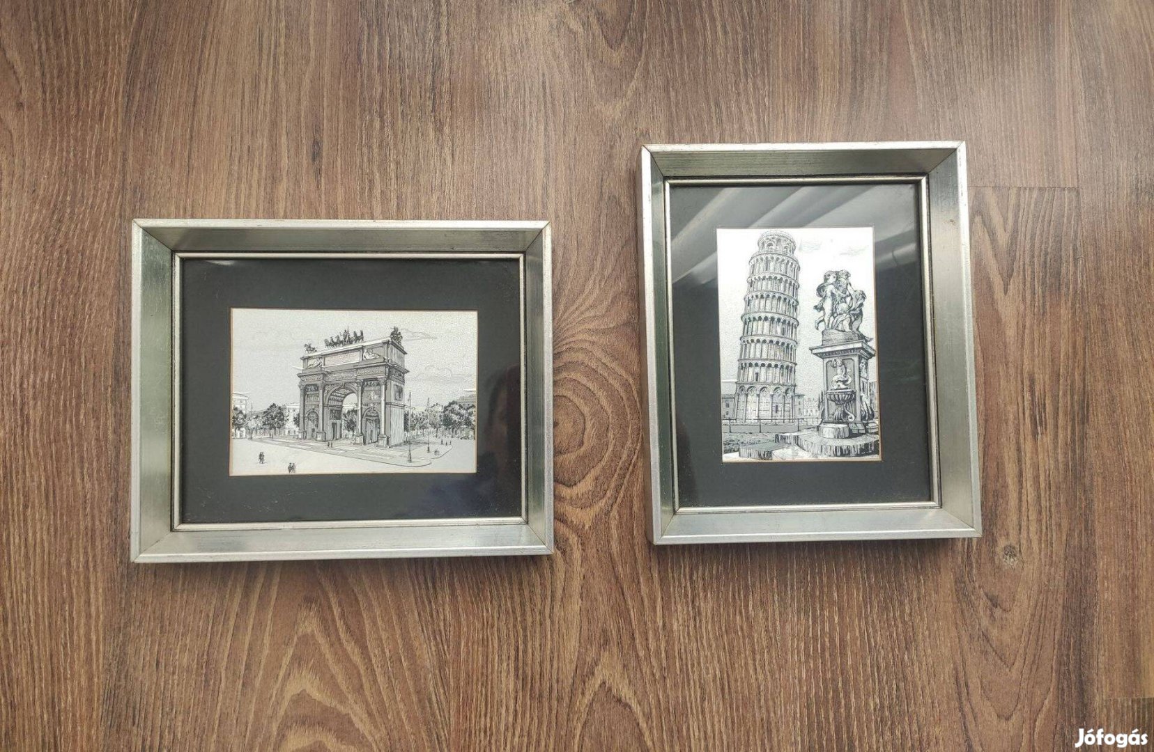 Ezüst-fekete színű kép képkeret üveggel -Pisai Ferde Torony, Diadalív