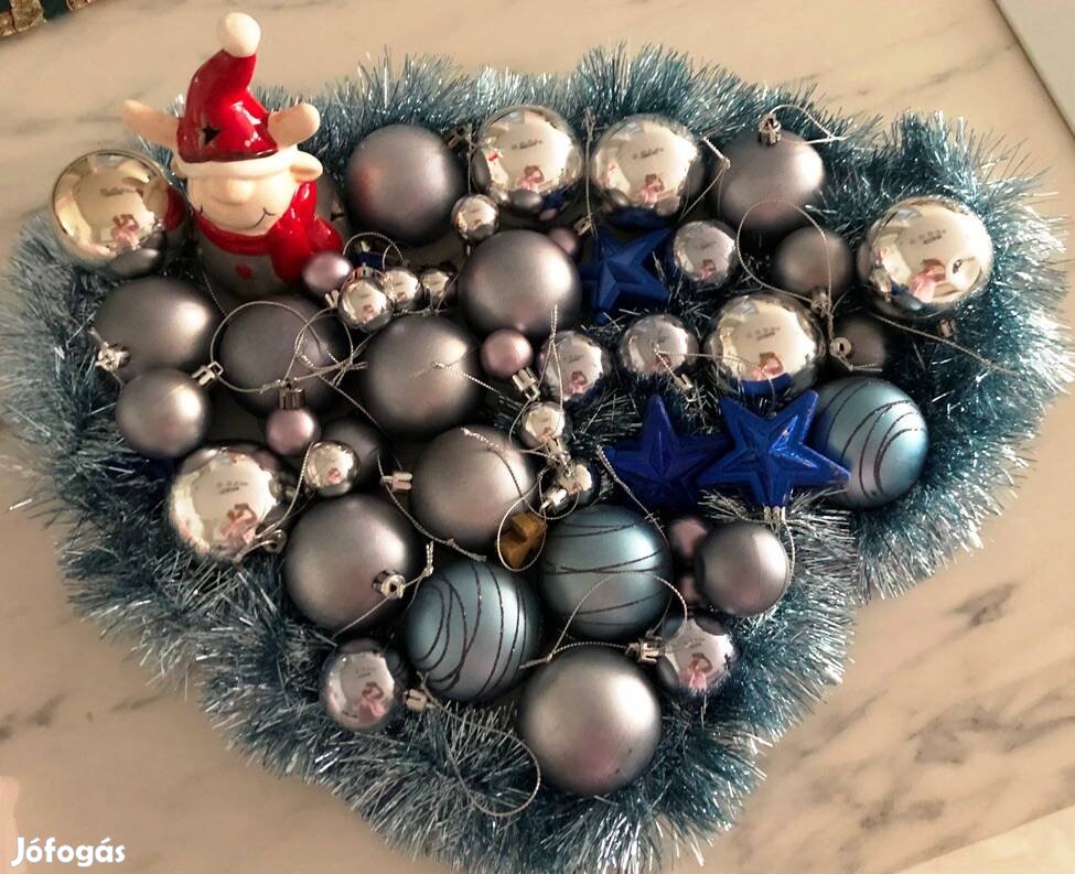 Ezüst-kék karácsonyi gömb csomag