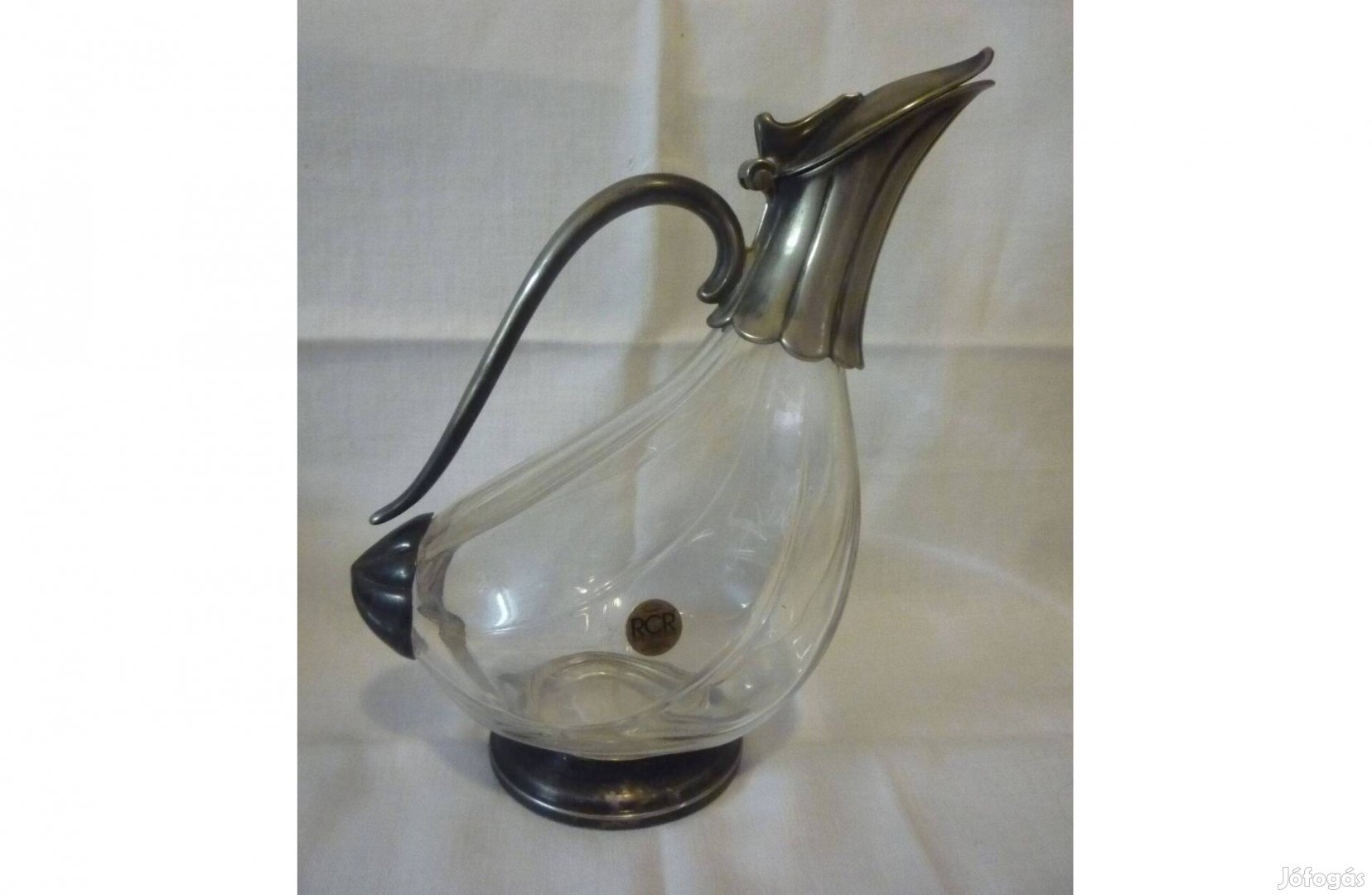 Ezüstözött Olasz kacsa formájú kristály karaffa