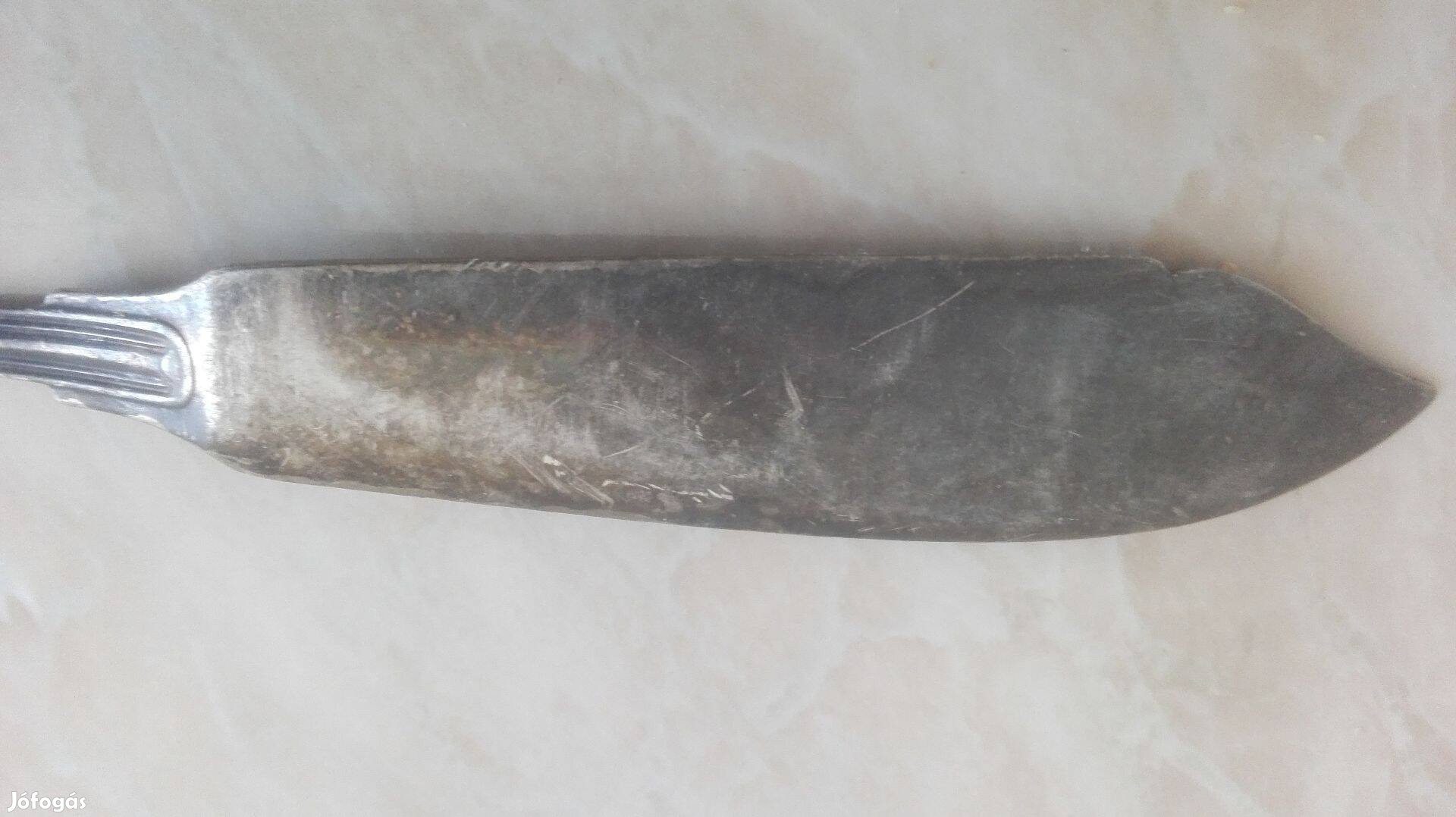 Ezüstözött vajazó kés 1800-as évek végéről szép Antik