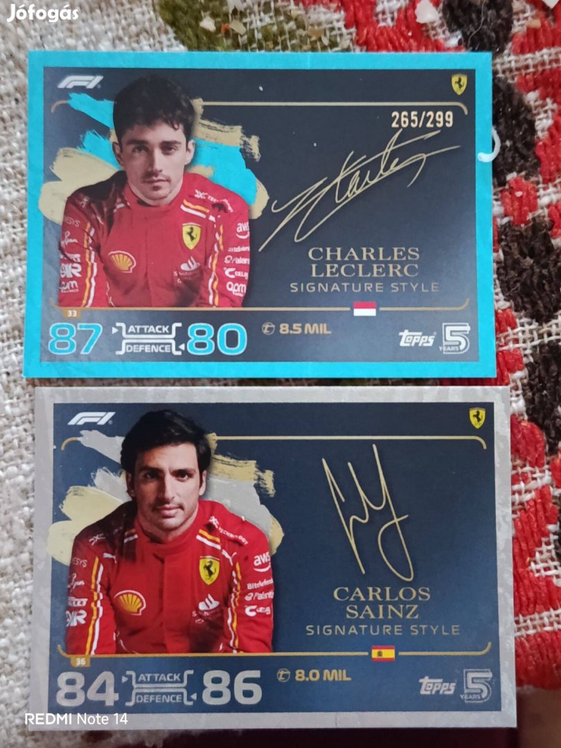 F1 Charles Lecrec és Carlos Sainz Signature kártya