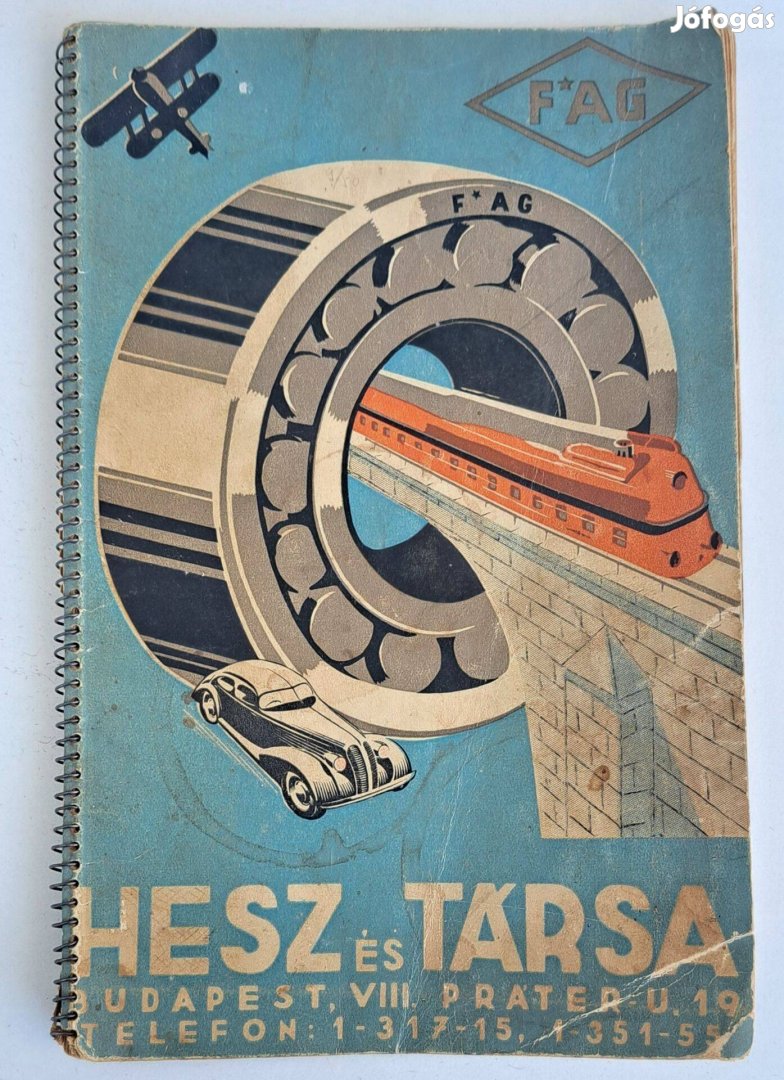 FAG golyóscsapágy katalógus, Hesz és Társa .1937