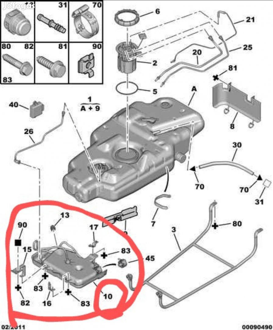 FAP tartály Citroen C8, Peugeot 807