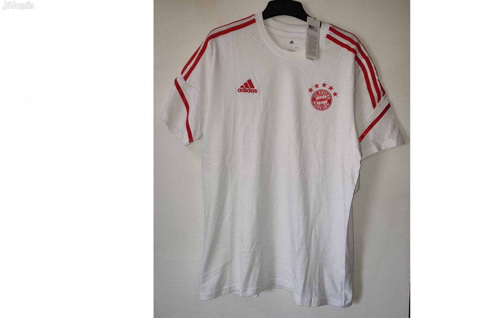 FC Bayern München eredeti adidas fehér piros póló (L, 2XL)