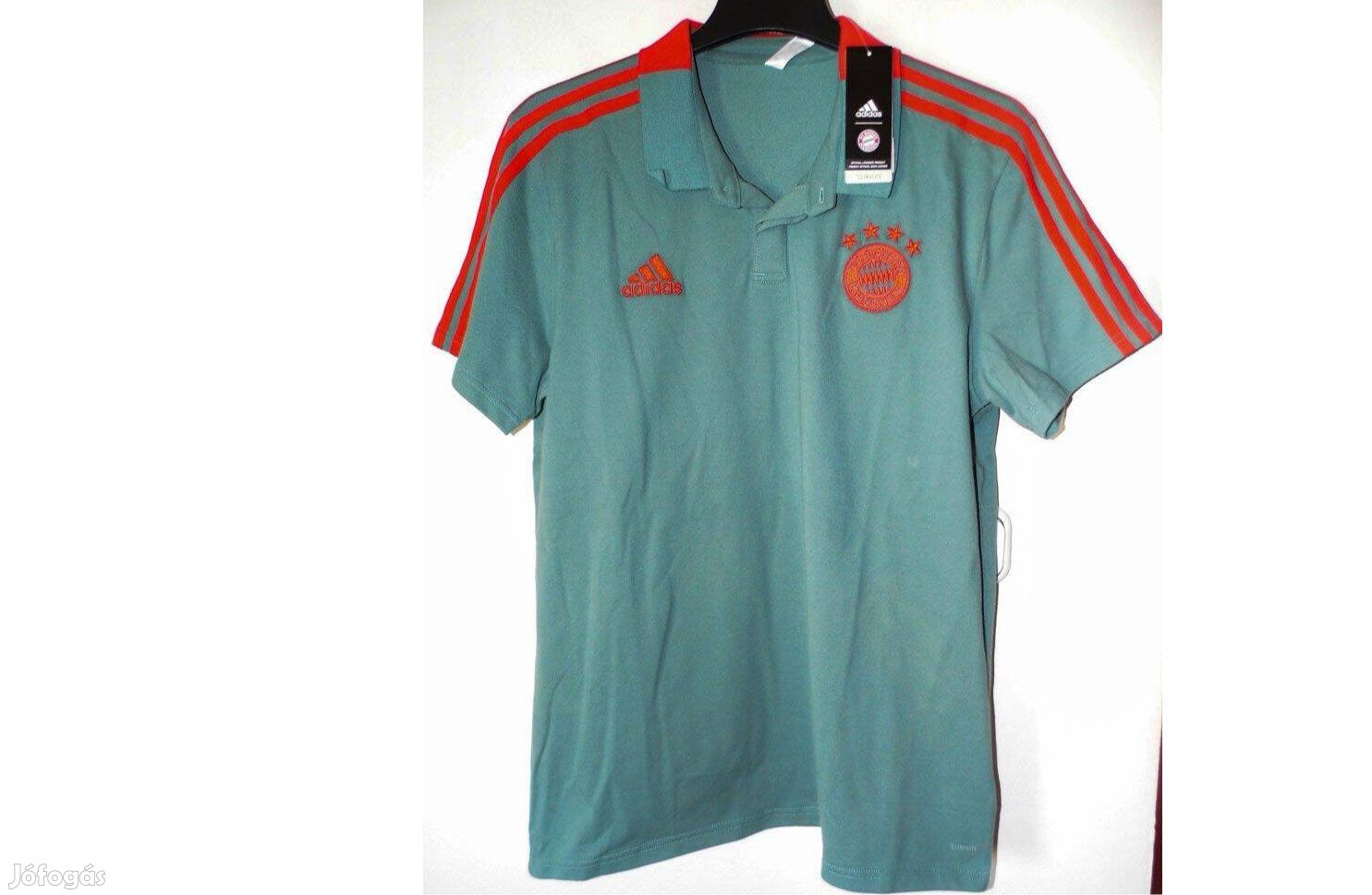 FC Bayern München zöldes eredeti adidas galléros póló (M, XL)