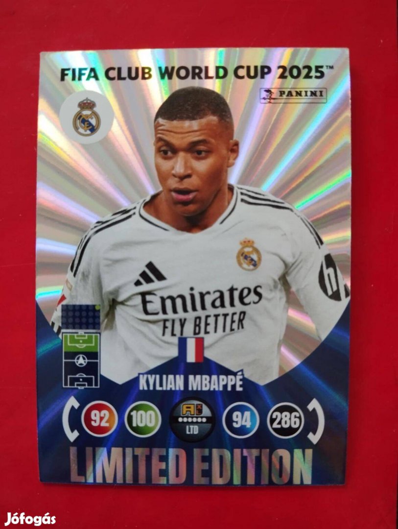 FIFA Club World Cup Kylian Mbappé (Real Madrid) Limited focis kártya