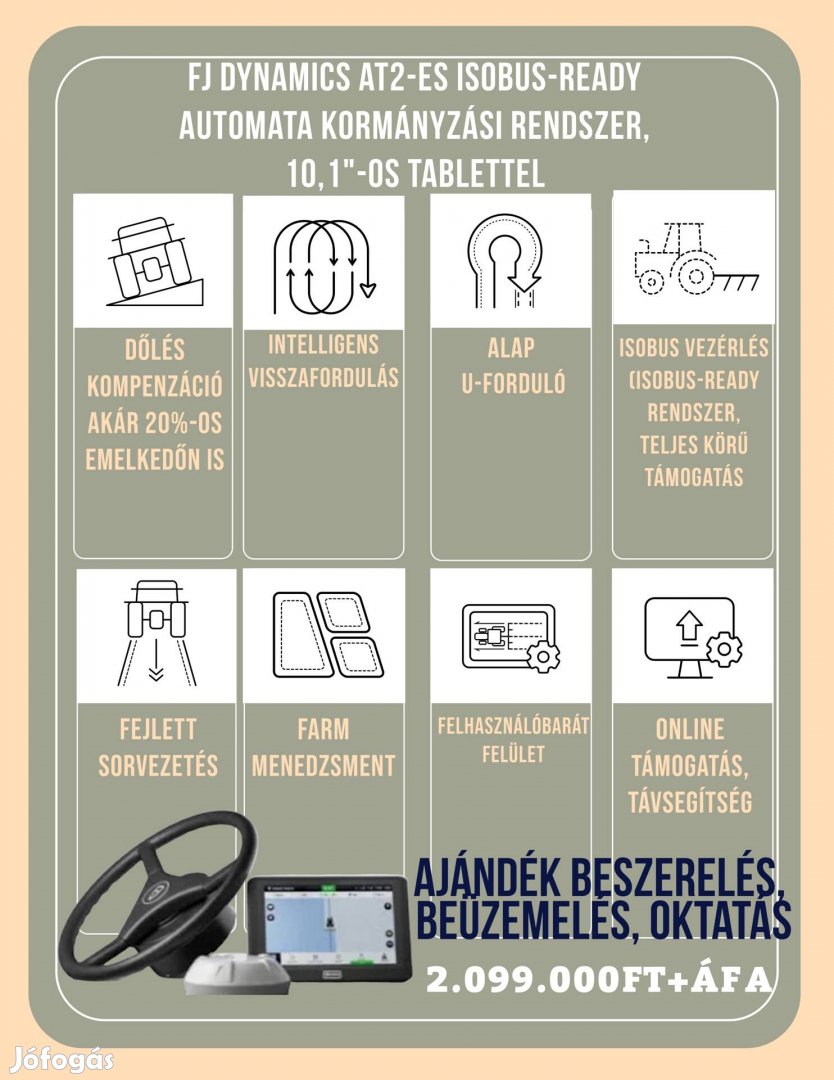 FJ Dynamics AT2-es Isobus-ready automata kormányzási rendszer