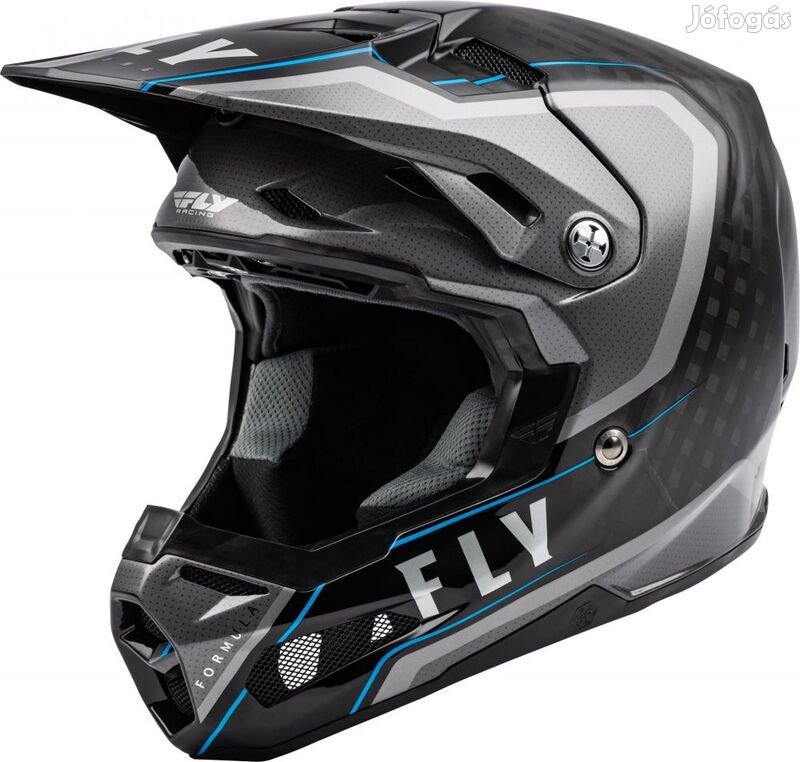 FLY RACING Formula Carbon Axon Bukósisak Fekete/Szürke/Kék XL