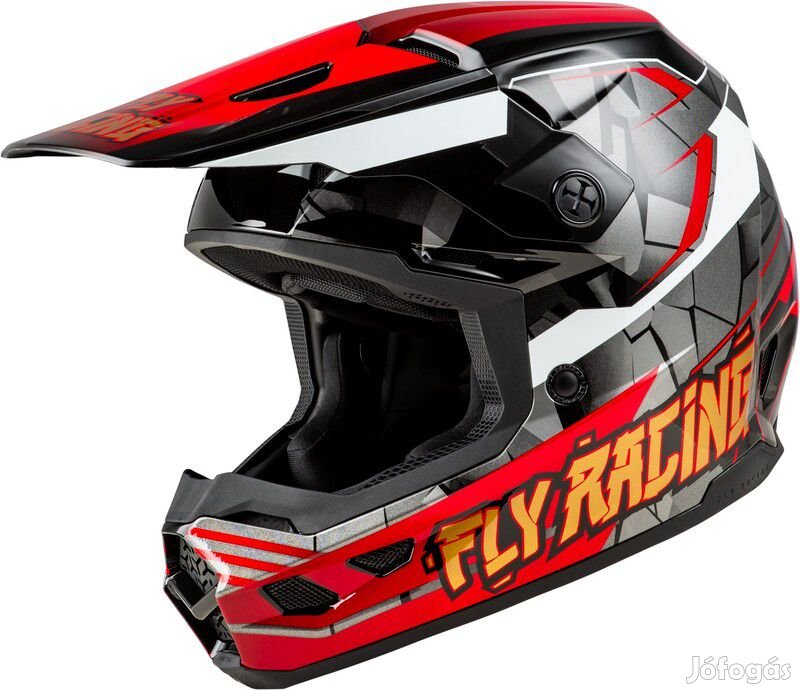 FLY RACING Kinetic Scorched Ifjúsági Sisak - Piros/Fekete/Fehér
