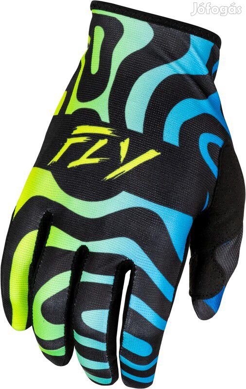 FLY RACING Lite S.E. Zen kesztyű - Fekete/Kék/Magas láthatóságú