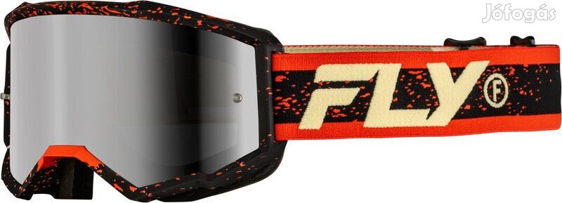FLY RACING Zone Szemüveg Fekete/Piros/Krém - Ezüst Tükrös/Füst Lencse