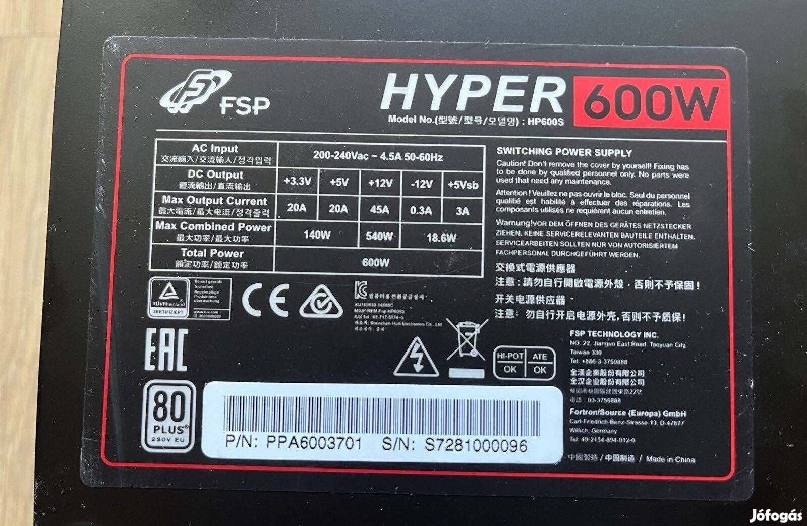 FSP Hyper S 600W (PPA6003701) tápegység