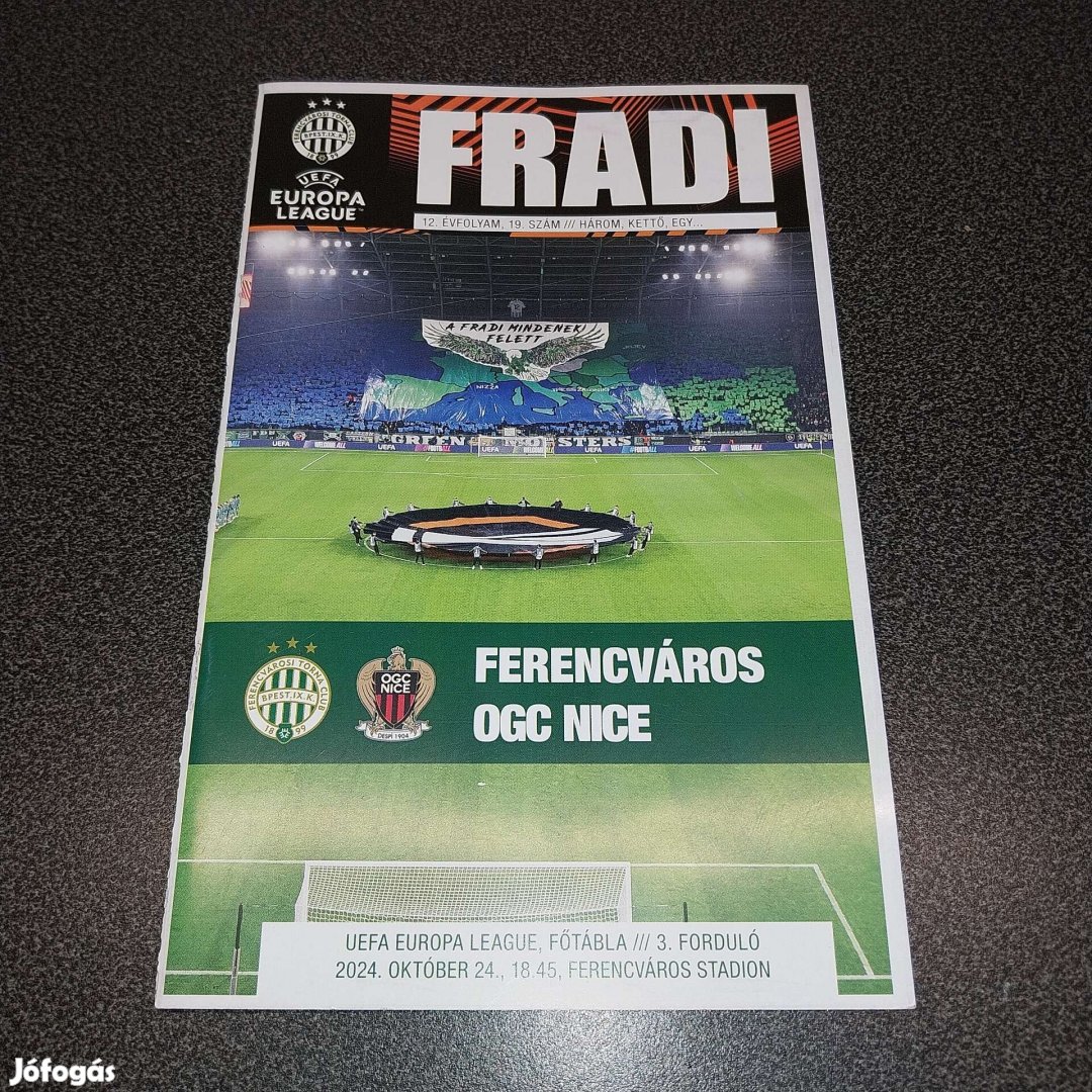 FTC Ferencváros - Ogc Nice meccsfüzet műsorfüzet 2024.10.24.