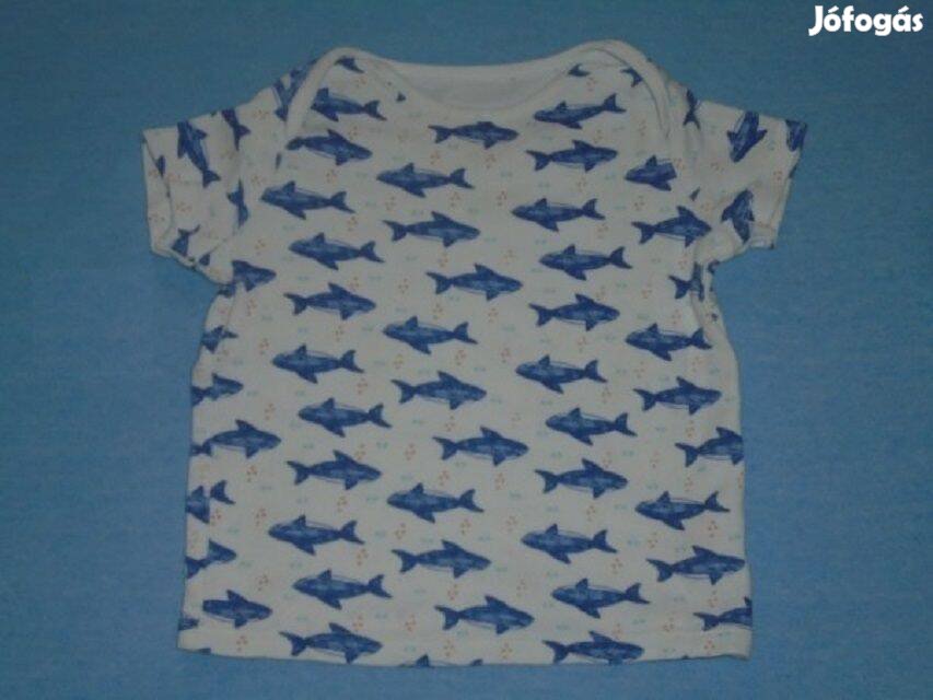 FF cápa mintás fehér póló 9-12 hó méret 80
