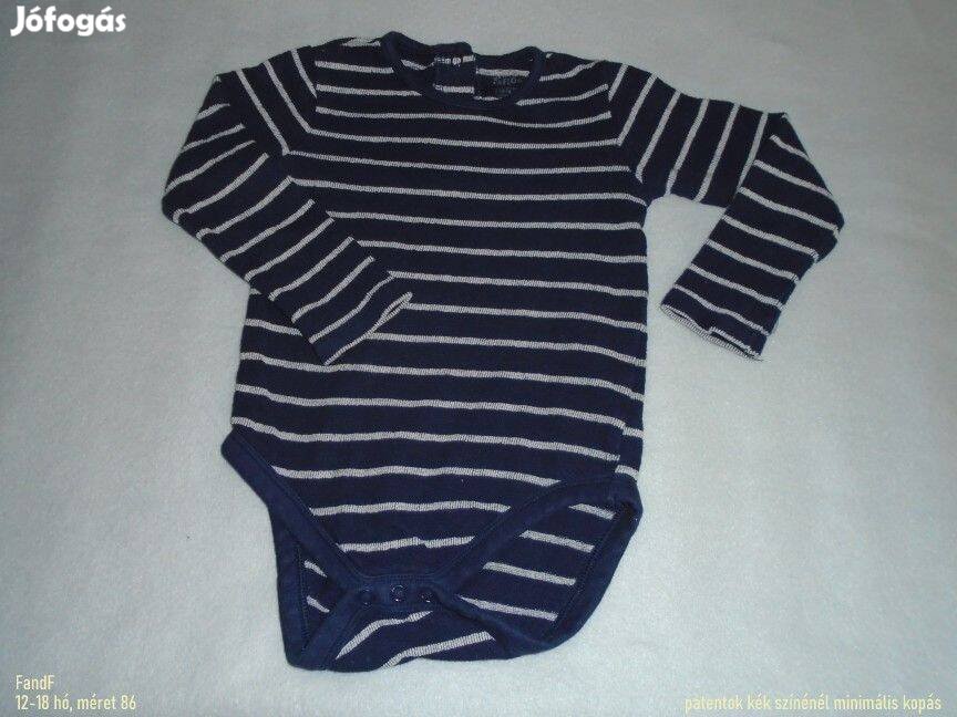 F&F csíkos hosszú ujjú body 12-18 hó (méret 86)