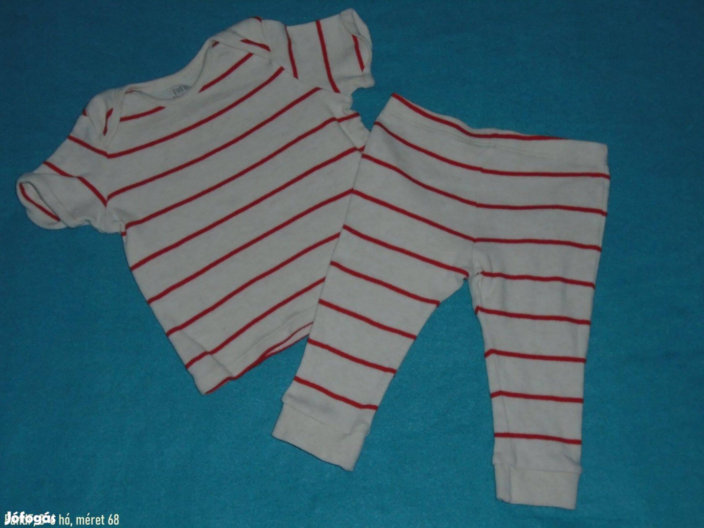FF csíkos szett póló nadrág 3-6 hó méret 68