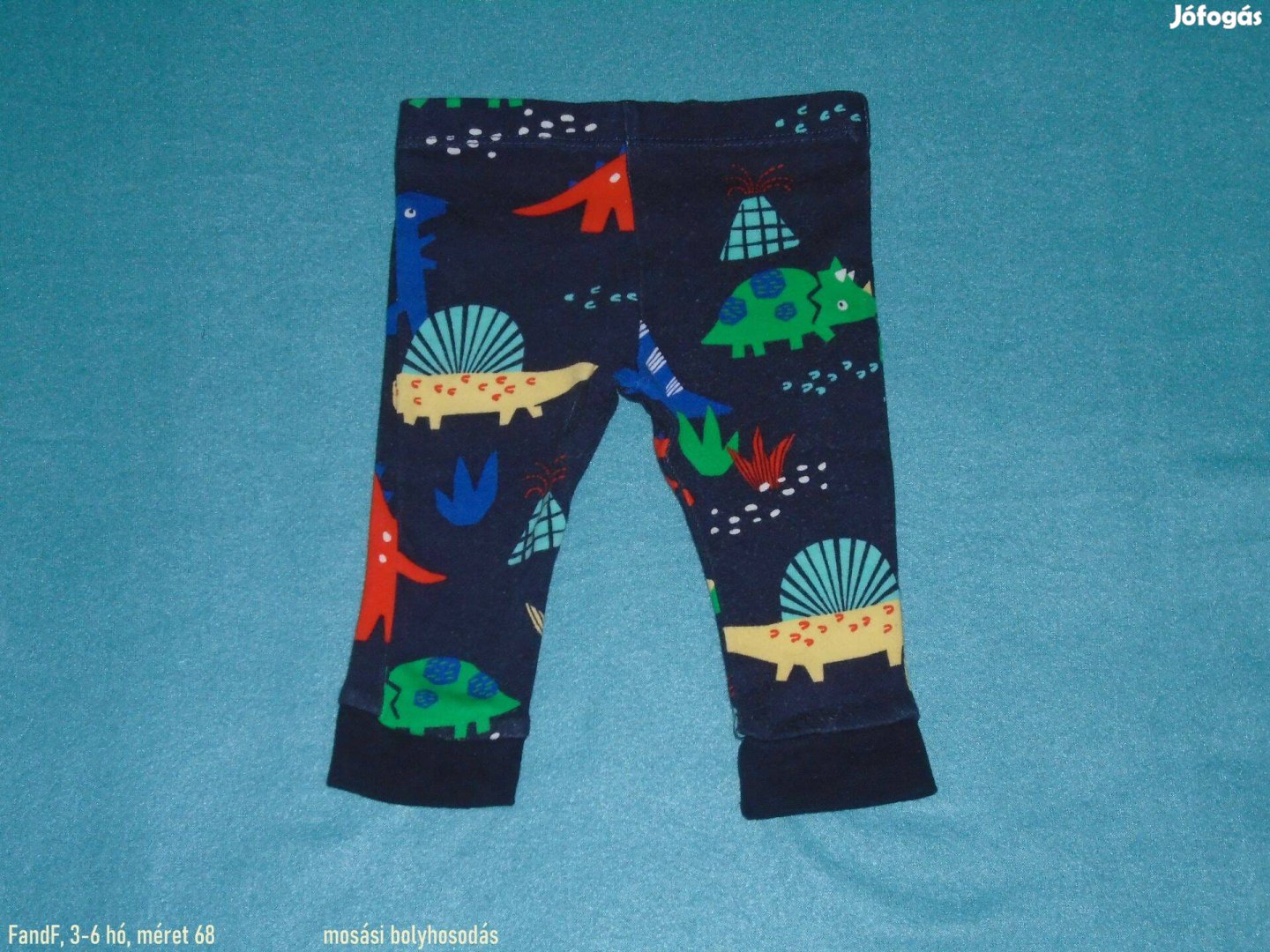 FF dinó mintás kék nadrág 3-6 hó méret 68