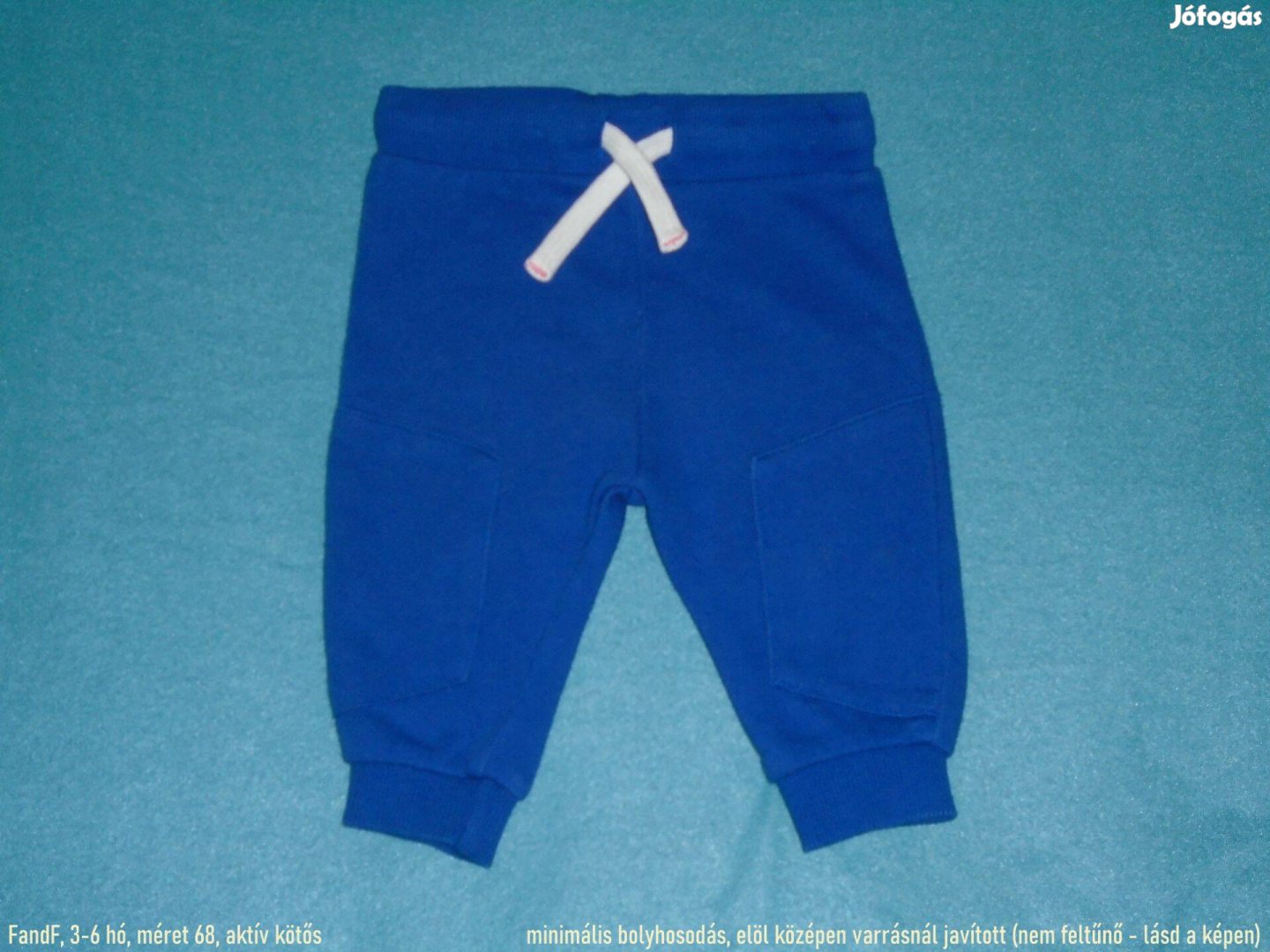 FF kék aktív kötős jogger nadrág 3-6 hó méret 68