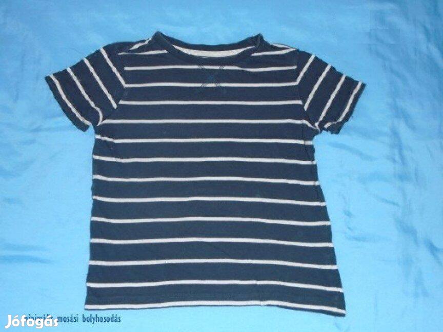 F&F kék és fehér csíkos póló 4-5 évesre (méret 110)