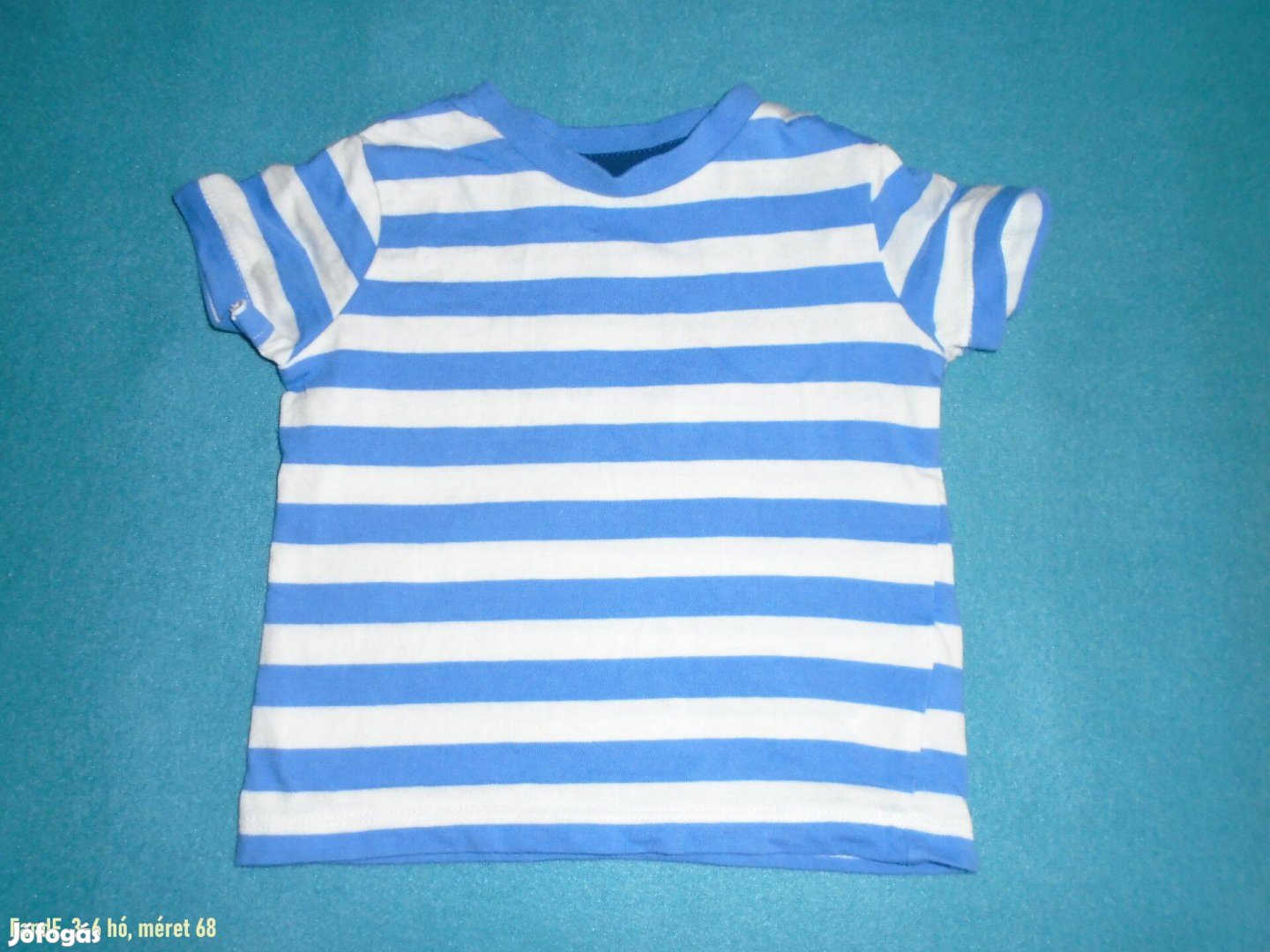 FF kék fehér csíkos póló 3-6 hó méret 68