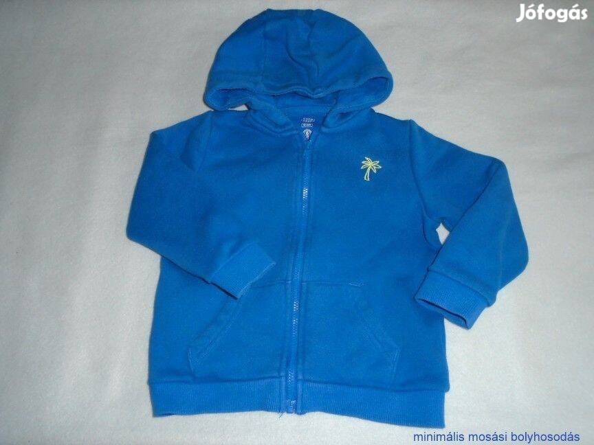 F&F kék kapucnis cipzáras pulóver 18-24 hó (méret 92)