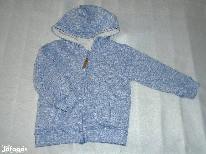 F&F kék kapucnis és cipzáras pulóver 6-9 hó (méret 74)