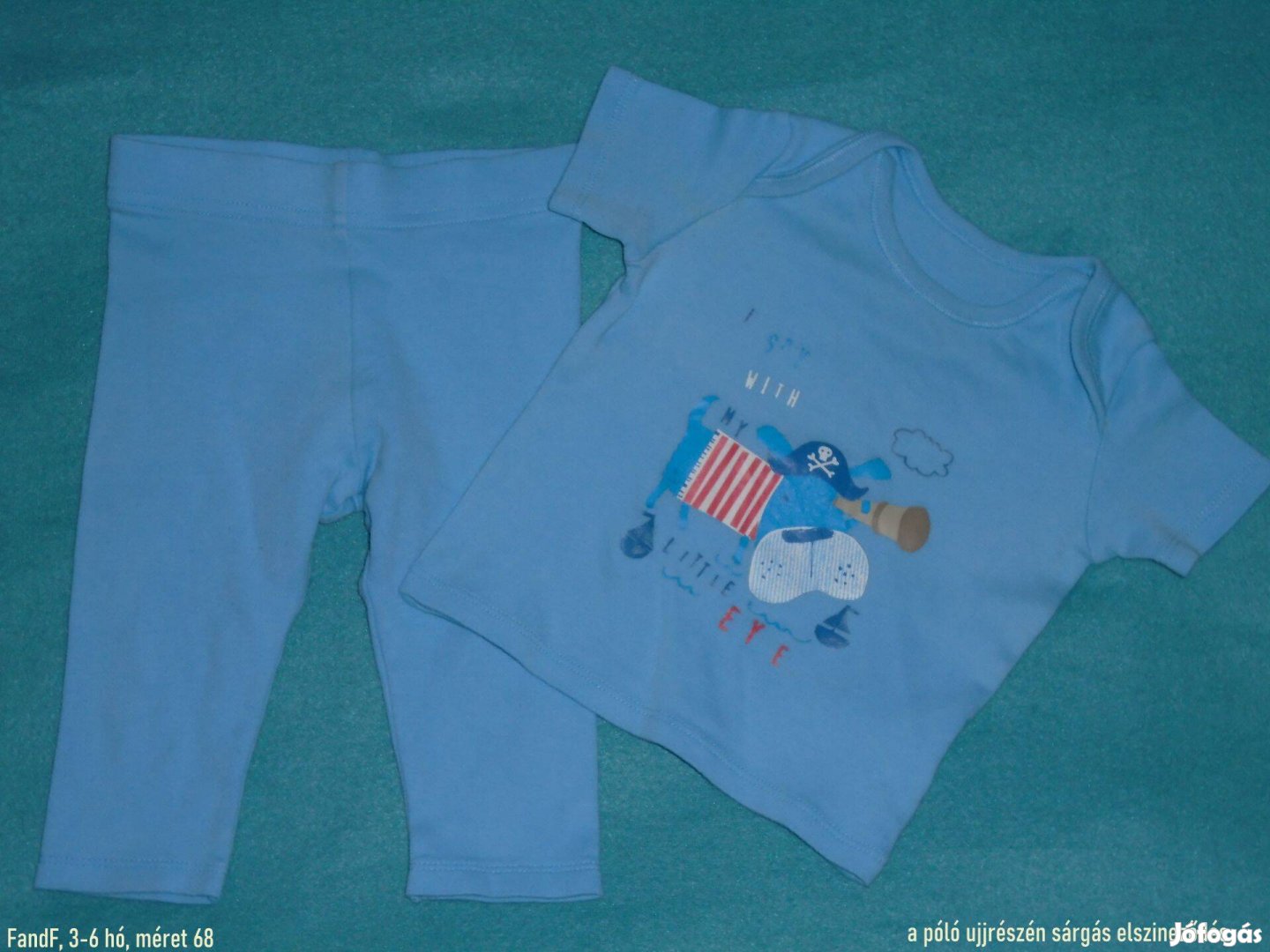 FF kék szett nadrág és póló 3-6 hó méret 68