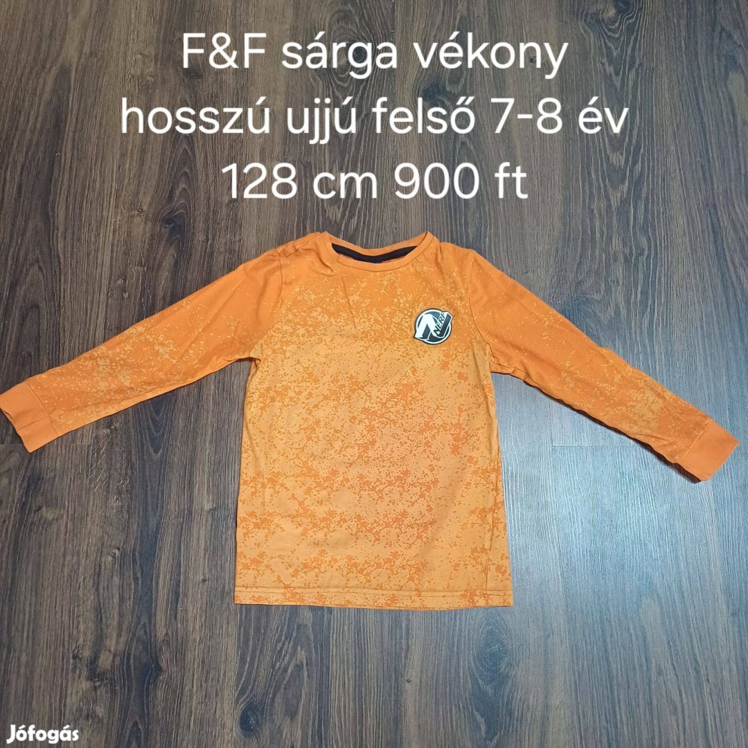 F&F sárga vékony hosszú ujjú felső 7-8 év 128 cm