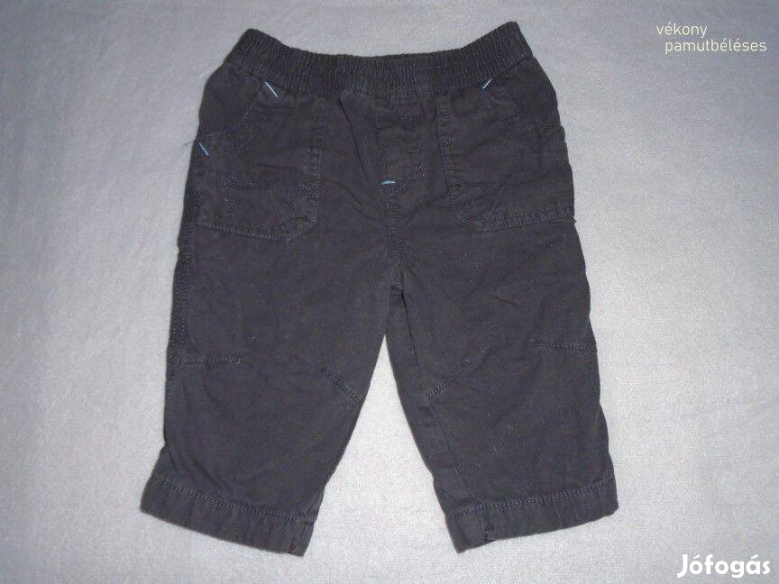 F&F sötét színű vékony pamutbéléses nadrág 3-6 hó (méret 68)