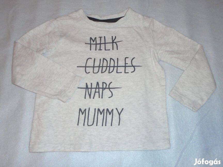 FF szürke feliratos hosszú ujjú felső 12-18 hó méret 86