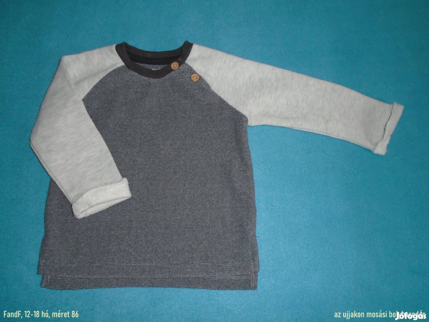 FF szürke színű hosszú ujjú felső 12-18 hó méret 86