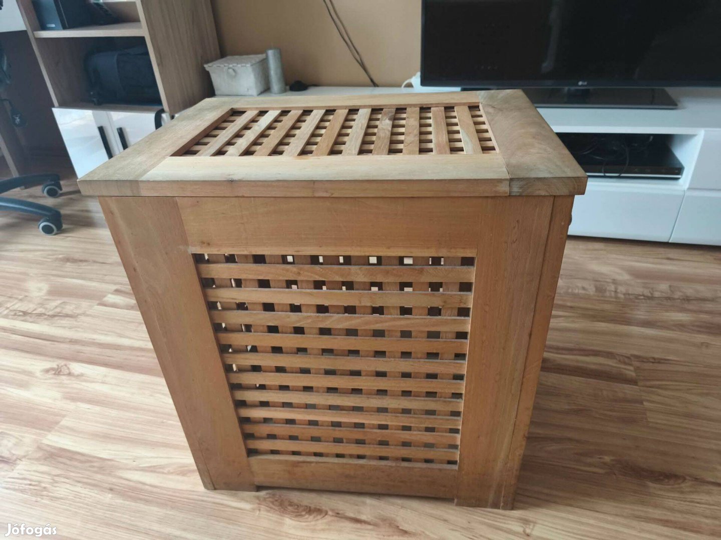 Fa-Rácsos Tároló Láda Felhajtható fedéllel