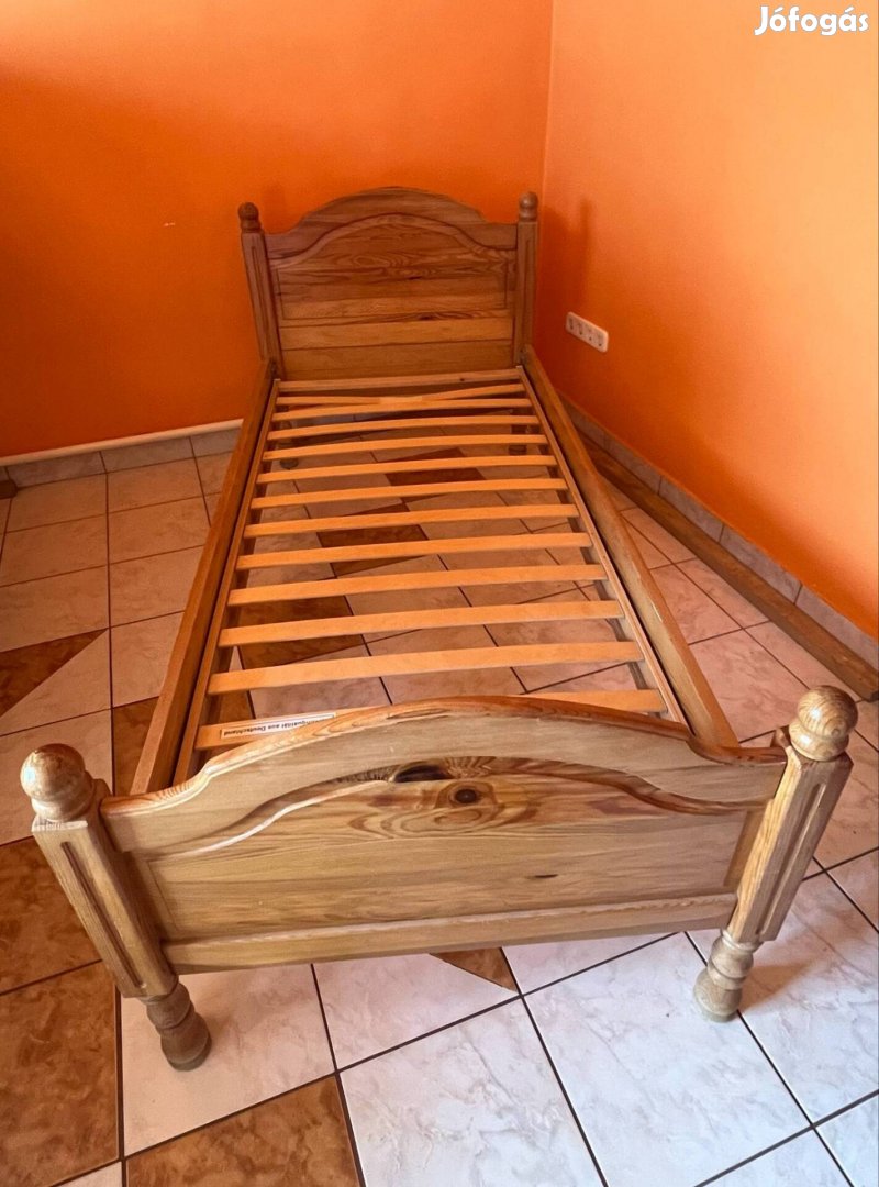 Fa ágykeret + rács 90×200