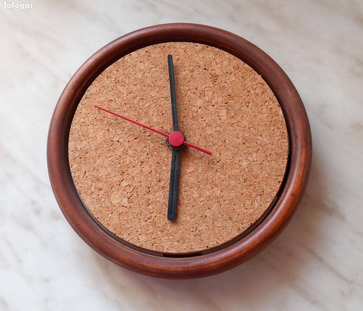 Fa és parafa quartz fali óra 18 cm átmérő - Új