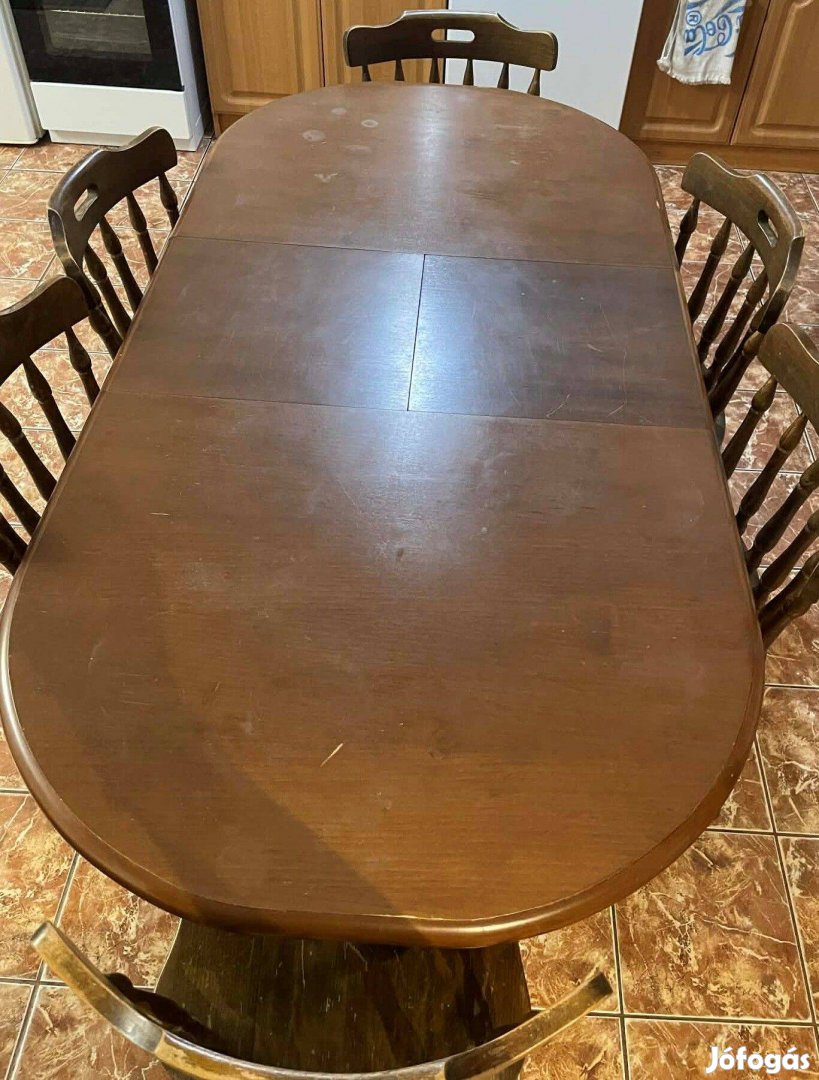 Fa étkező asztal 6 db székkel