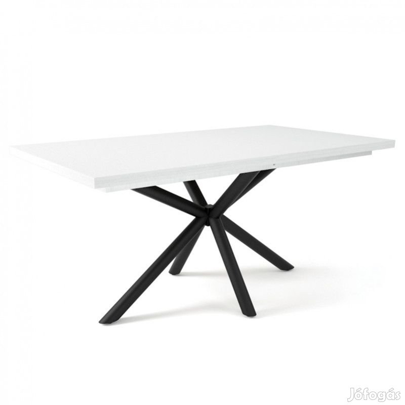 Fa étkezőasztal fekete lábbal Rusztik fehér T28049-2-6953