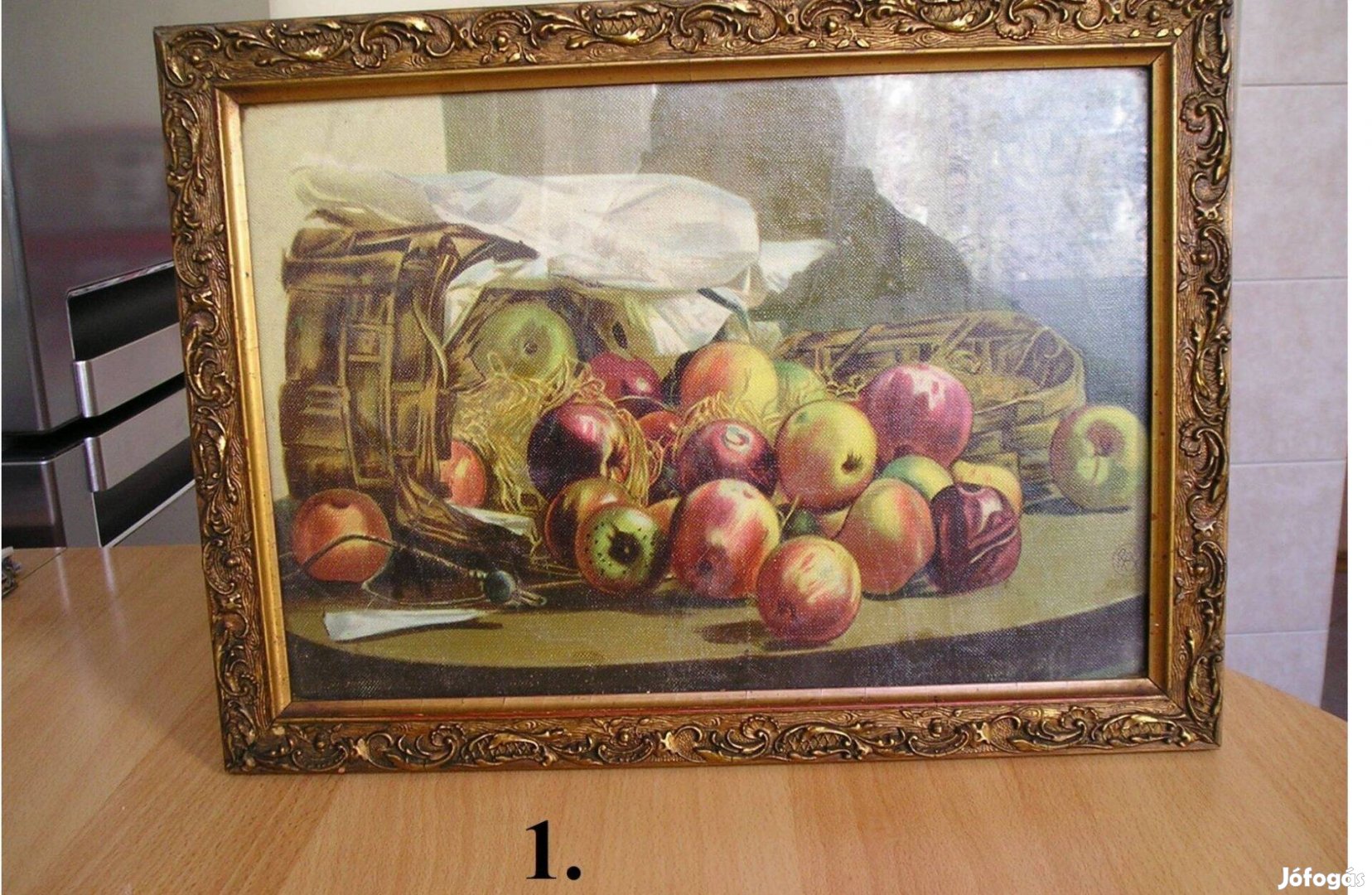 Fa képkeret üveglappal, képpel (gyümölcsök) - 38 x 28 cm - 2 db)